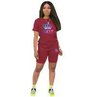 Survêtement imprimé coloré Queen pour femme, t-shirt et short décontractés, tenue de jogging de luxe, été, voyage, court, mode, ensemble 2 pièces 4