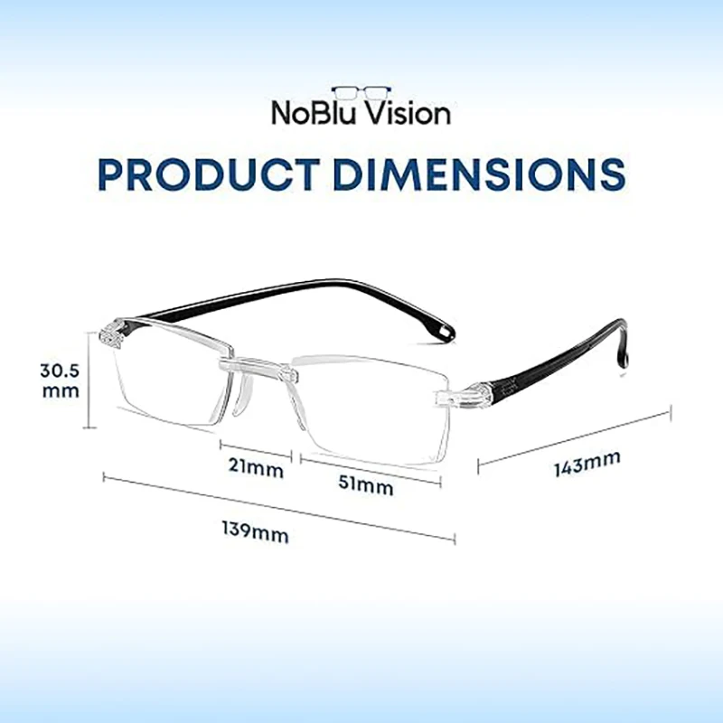 High-Quality Rimless Anti Blue Ray Reading Glasses; Unisex Eyewear for Presbyopia - Image 6