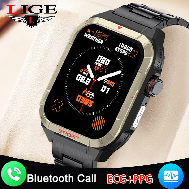

LIGE ECG+PPG Smart Watch 1.83” Men Watch Outdoor Sports Track Blood Oxygen Monitor Smart Bracelet Bluetooth Call Smartwatch 2023