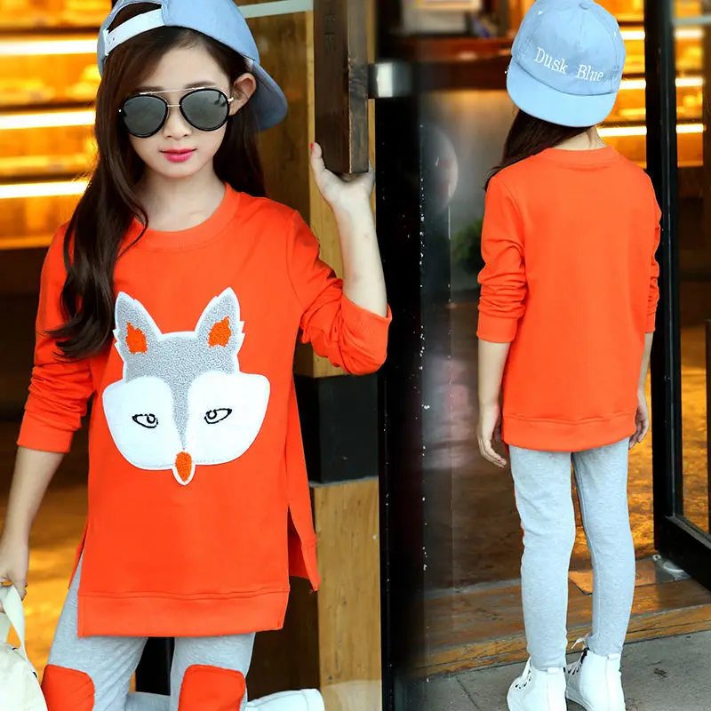 Girls Clothing Set Spring Autumn Jacket + Trousers 2 PCS Children 8 10 11 12 Year