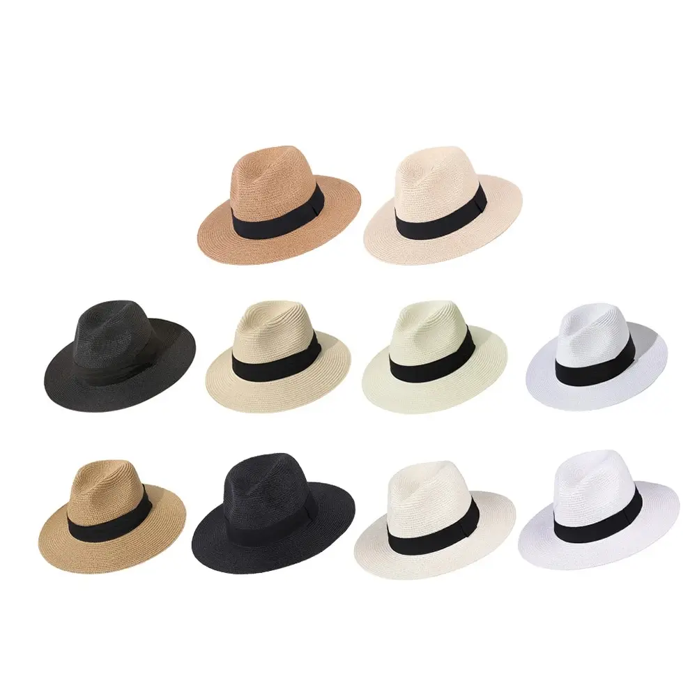 Straw Hat 1PC Summer Unisex Outdoor Vacation Beach Panama Style Flat Top