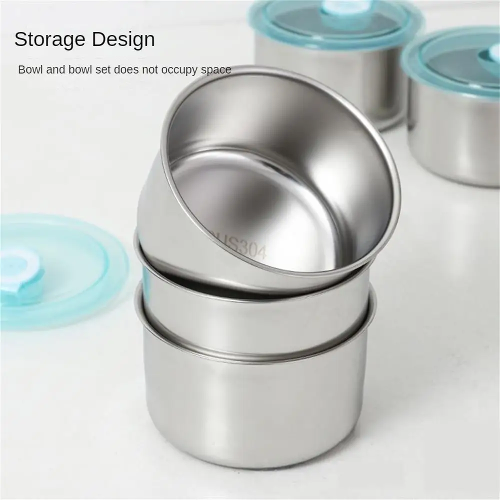 Hot Selling Stainless Steel Fresh-keeping Bowl Lid Round Sample Box Food Refrigerated Fruit Vegetable Fresh-keeping Box 500 Ml 2