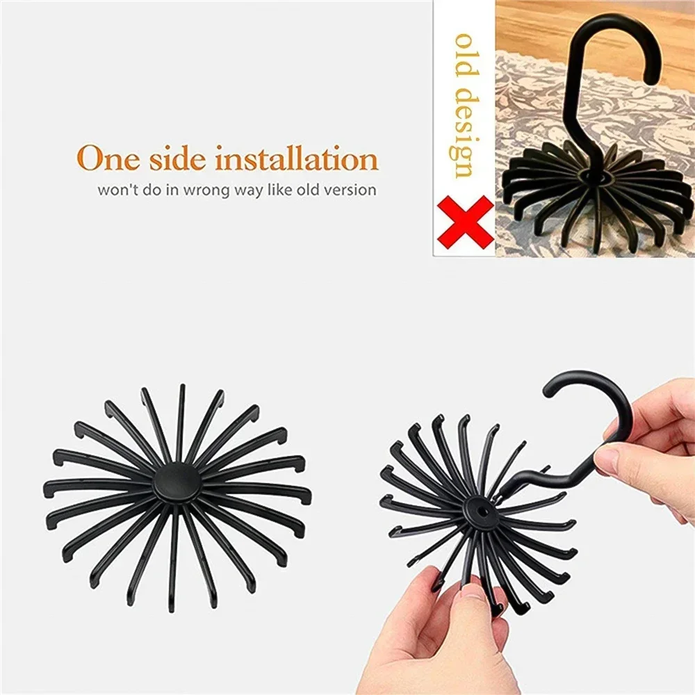 360° Rotating 20 Claws Tie Rack Multipurpose Belt Hangers Home Storage Hanging Scarf Tie Holder Hooks Closet Wardrobe Organizer