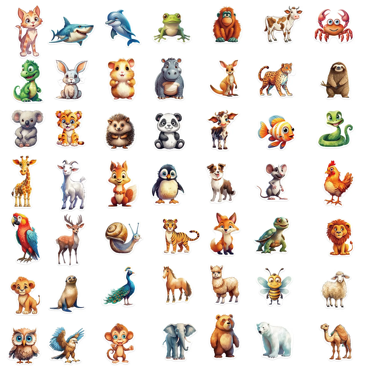 10/50PCS Cute Cartoon Zoo Wild Animals Stickers for Toy DIY Phone Luggage Skateboard Laptop Kawaii Decals Graffiti Sticker