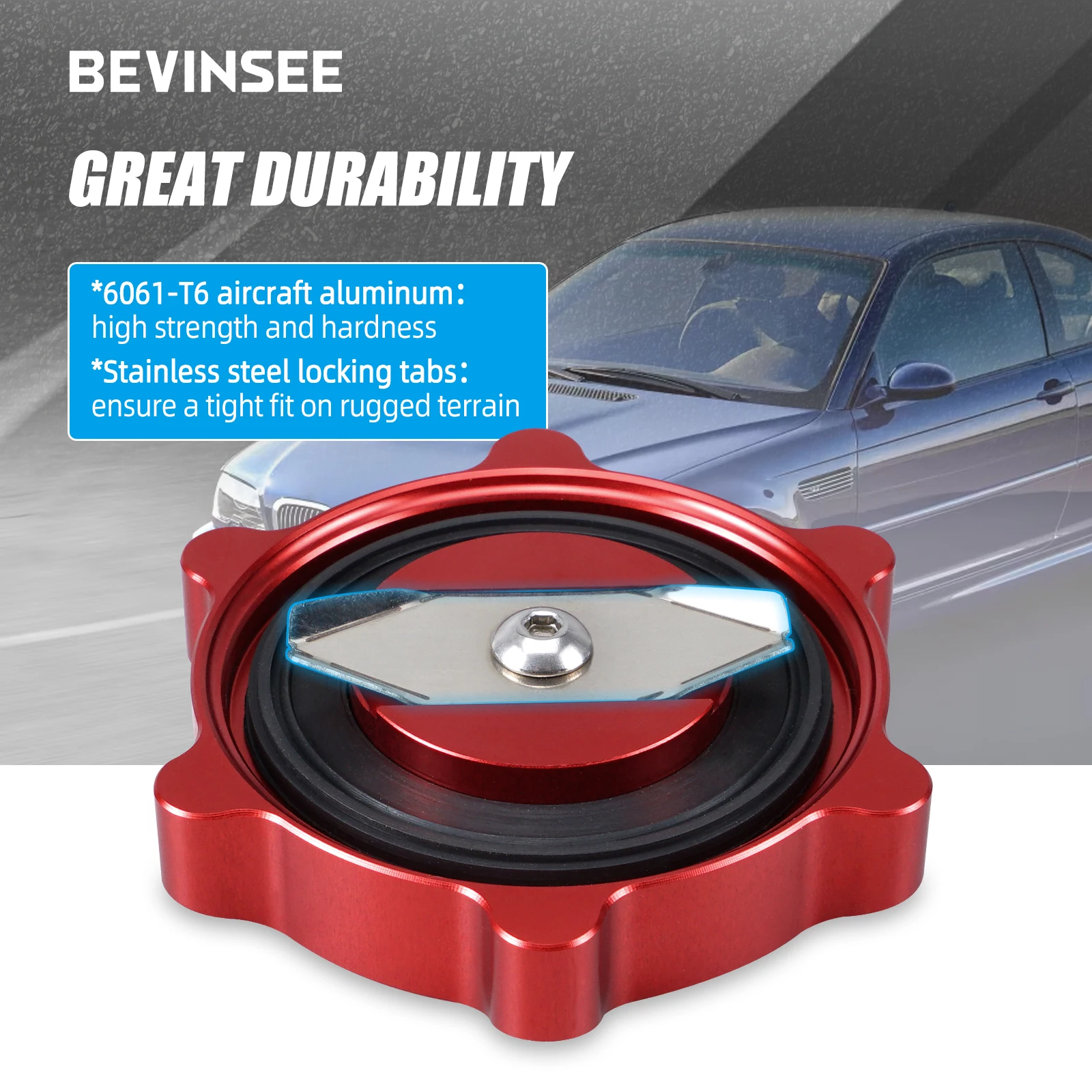 BEVINSEE M Style Oil Filler Neck Sealing Cap For BMW E46 E92 E90 E36 E39 E60 E30 E83 E53 Z4 E85 E70 11128655331 11127509328 oil filler cap