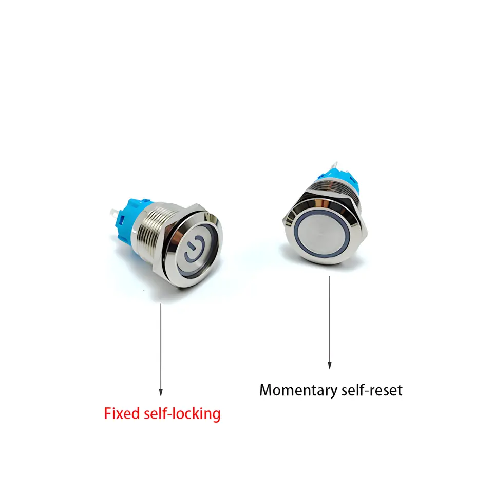 16mm 19mm 22mm Metal Push Button Switch Momentary/Latching Flat Head Led Light Red Yellow Blue Green White 3V 12V 24V 220V image 4