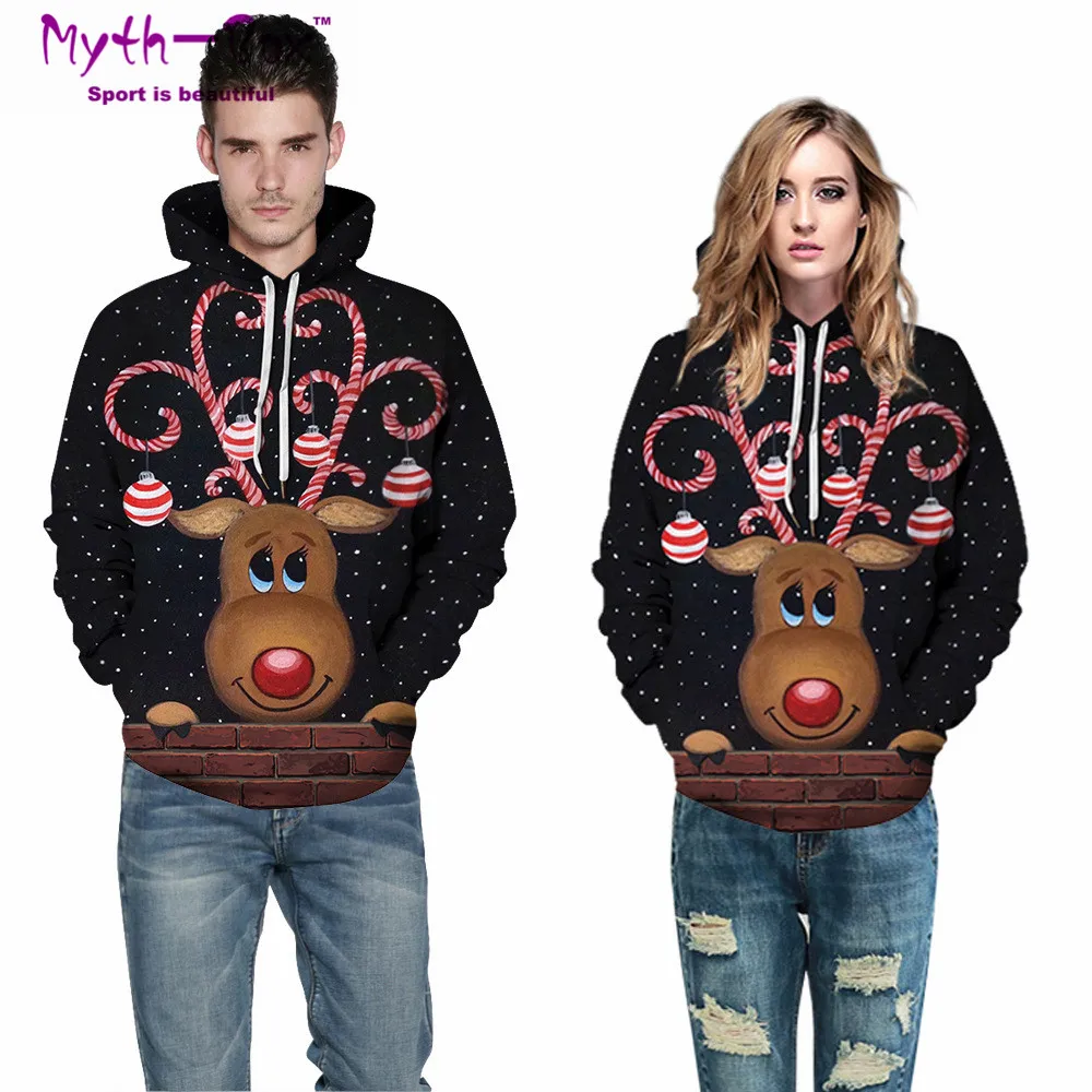 Women/Men Hoodie Sweatshirt Christmas Hoodies Women Print Sportwear Long Sleeve Hooded Sweater Autumn Winter Streetwear Pullover