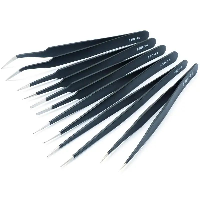 

1.5mm Industrial Tweezers Anti-Static Stainless Steel Tweezer Set Mobile Phone Repair Tools ESD Precision Tweezer ESD10 to ESD15