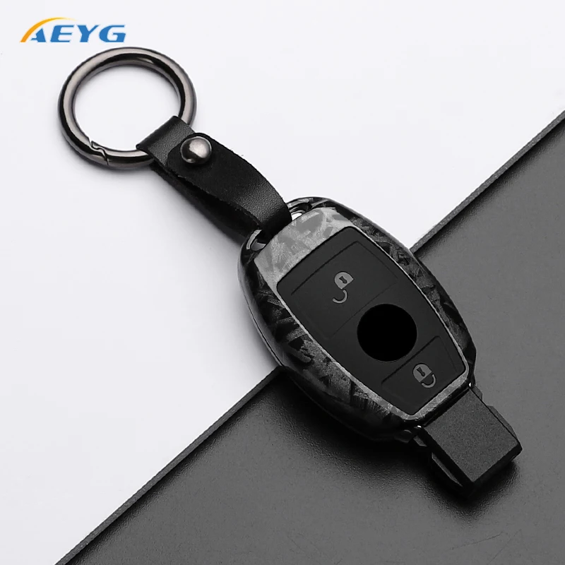 Premium ABS Carbon Fiber Car Key Case Cover for Mercedes-Benz AMG Accessories