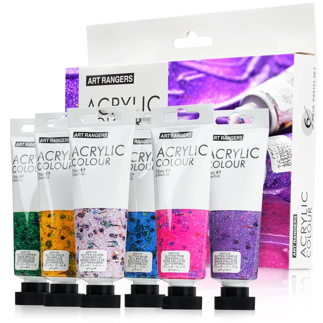Vernice acrilica LIGHTWISH, set di 6 colori, tubi da 75 ml, pigmenti ricchi, vernici non sbiadite, non tossiche per artisti e hobby 1