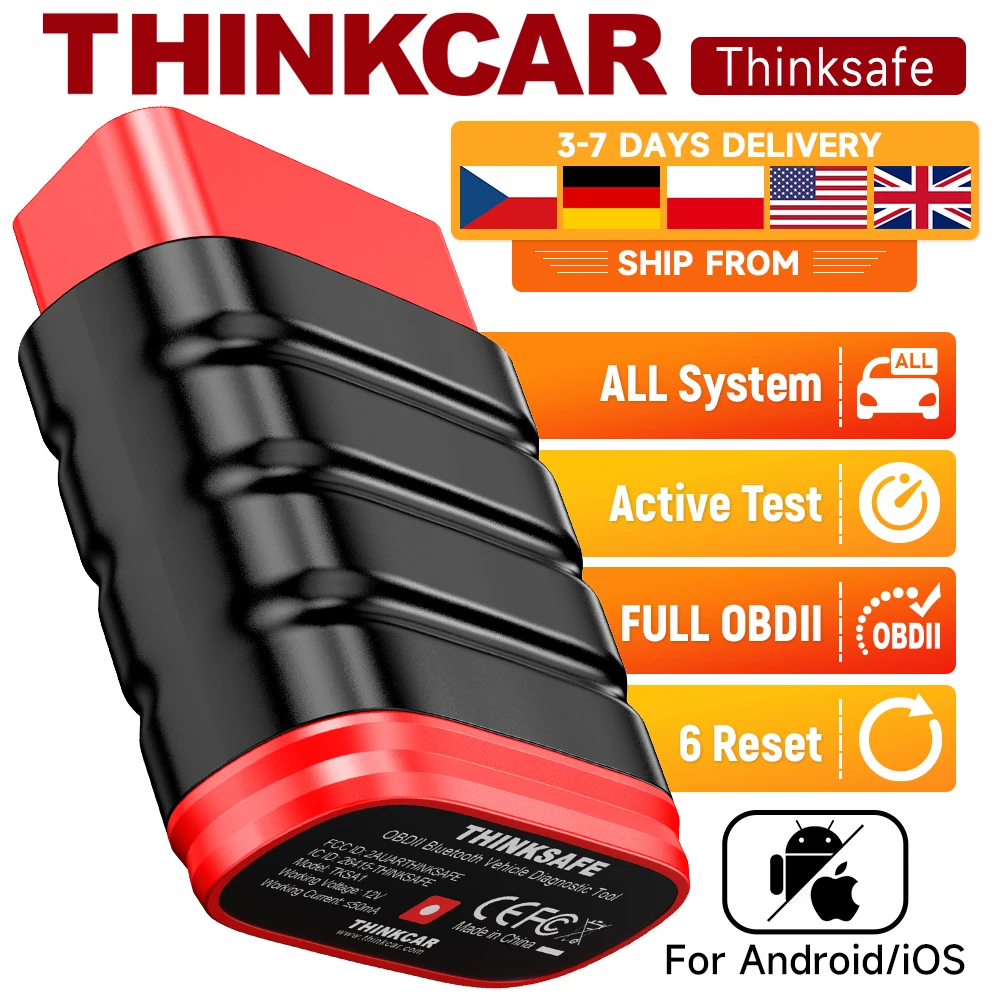 Thinkcar Thinksafe OBD2 Scanner à dents bleues lecteur de Code voiture tout système Scan 6 réinitialiser OBD 2 outils de Diagnostic automatique PK Thinkdiag