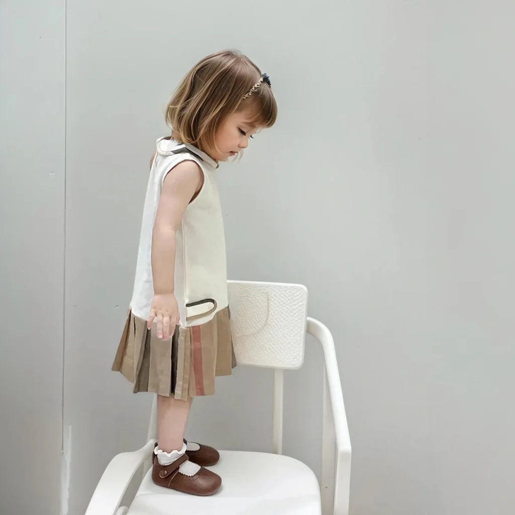 Girls Dress2026 New Summer Toddler Kids Cotton Dresses Baby Pleated Dress Lovely Children Clothes Turn-down Collar Girl Tennis S2338331ceca94a58ad9edba34b8b173e6