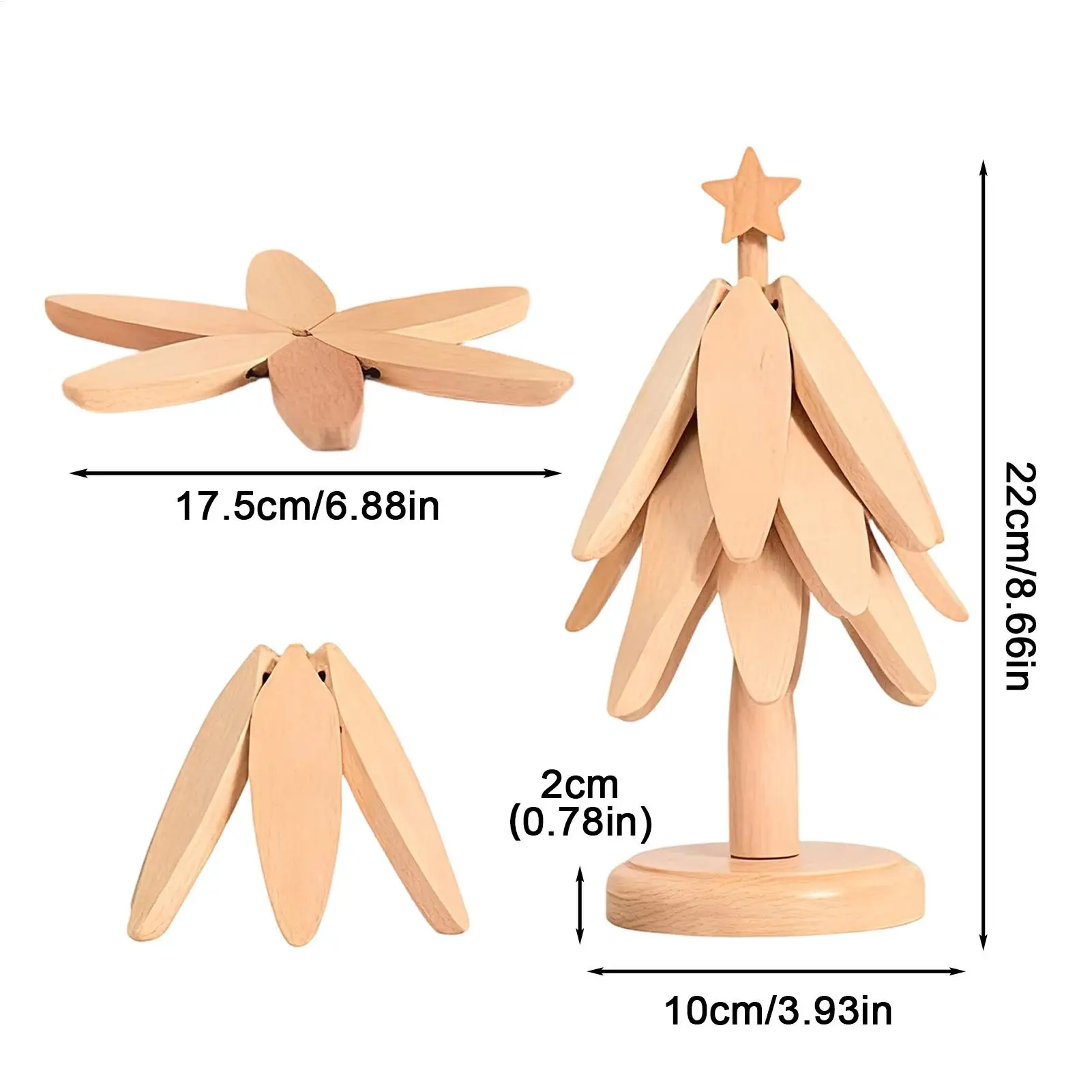 Wooden Coaster Tree Anti-Slip Foldable Wood Table Coaster Teapot Holder Christmas Hot Pot Holder Protection For Home Restaurant