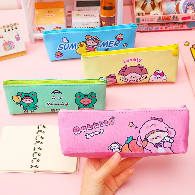Kawaii Pencil Case Large Capacity with Animal Badge Pencil Bag Holder Box  for Girls Office Student Stationery School Supplies - AliExpress