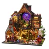 DIY Wooden Miniature Model Kit Magic Spirit Cottage Casa Doll Houses 3D Puzzle Dollhouse With Furniture Lights for Friends Gifts 1