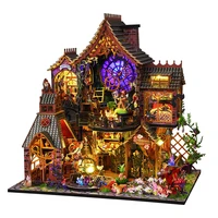 DIY Wooden Miniature Model Kit Magic Spirit Cottage Casa Doll Houses 3D Puzzle Dollhouse With Furniture Lights for Friends Gifts 1