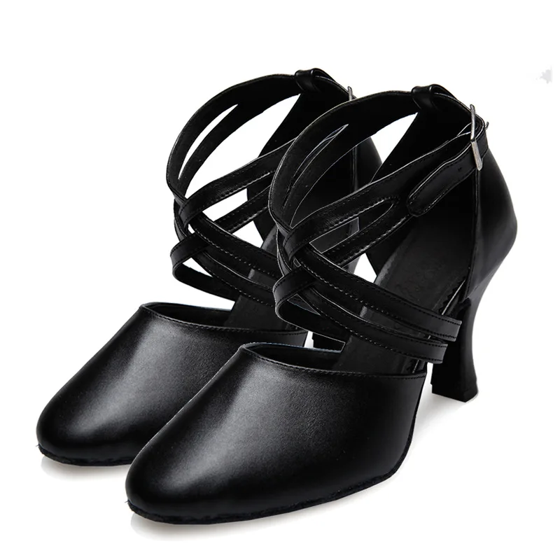 Genuine Leather Dancing Shoes Women Black Red Latin Tango Salsa