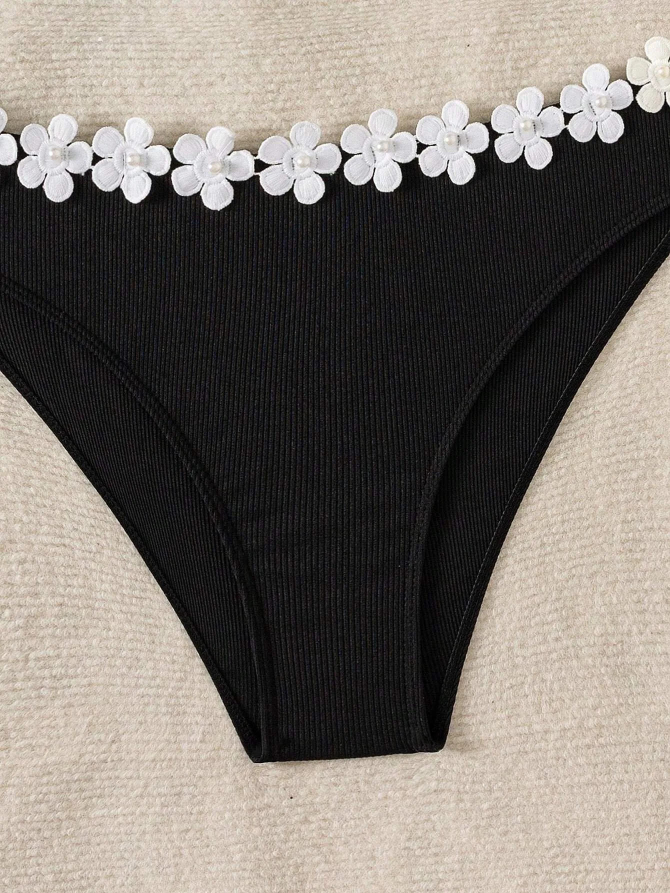 3D White Flower Push Up Bikini - Womens 2 Piece Swimsuit