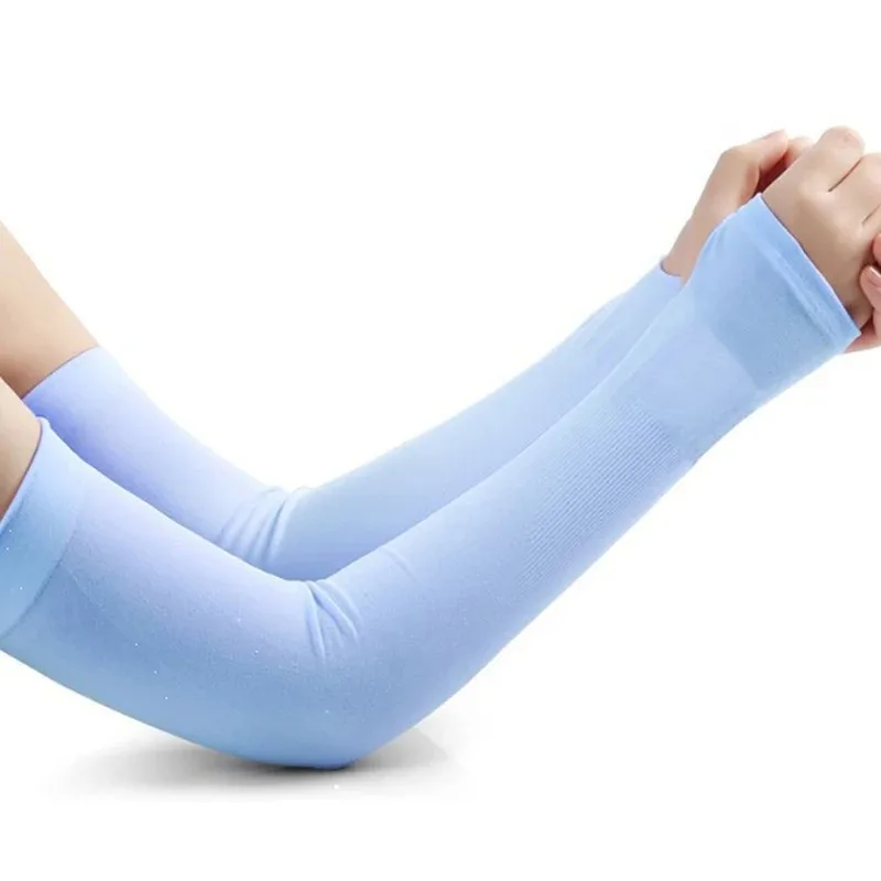 Ice Silk Sleeve Sunscreen Cuff Arm Sleeves Long Gloves Sun UV Protection Hand Protector Cover Anti-Slip Summer Outdoor Riding Sunscreen Arm Sleeves Ice Sleeves
