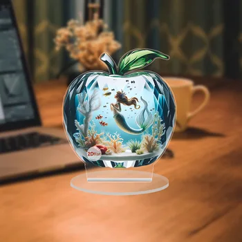 Rose Girasoli Ornamenti da tavolo a forma di mela Paesaggio Desktop 2D Mensola piatta in acrilico per San Valentino Soggiorno Decorazioni per la casa 1