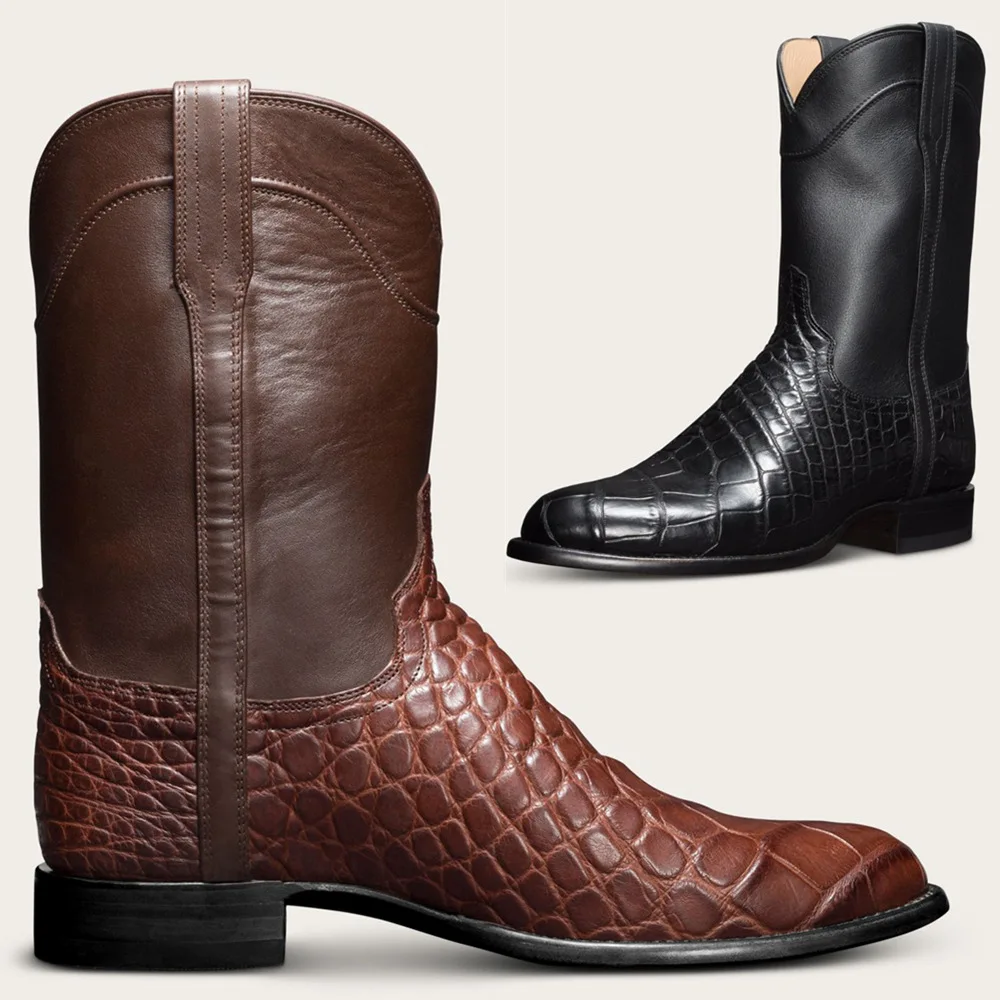 

Retro Western Cowboy Boots Men's Shoes Large Size 38-48 Knight Boots New Autumn Winter Men's Boots Lightweight Comfortable