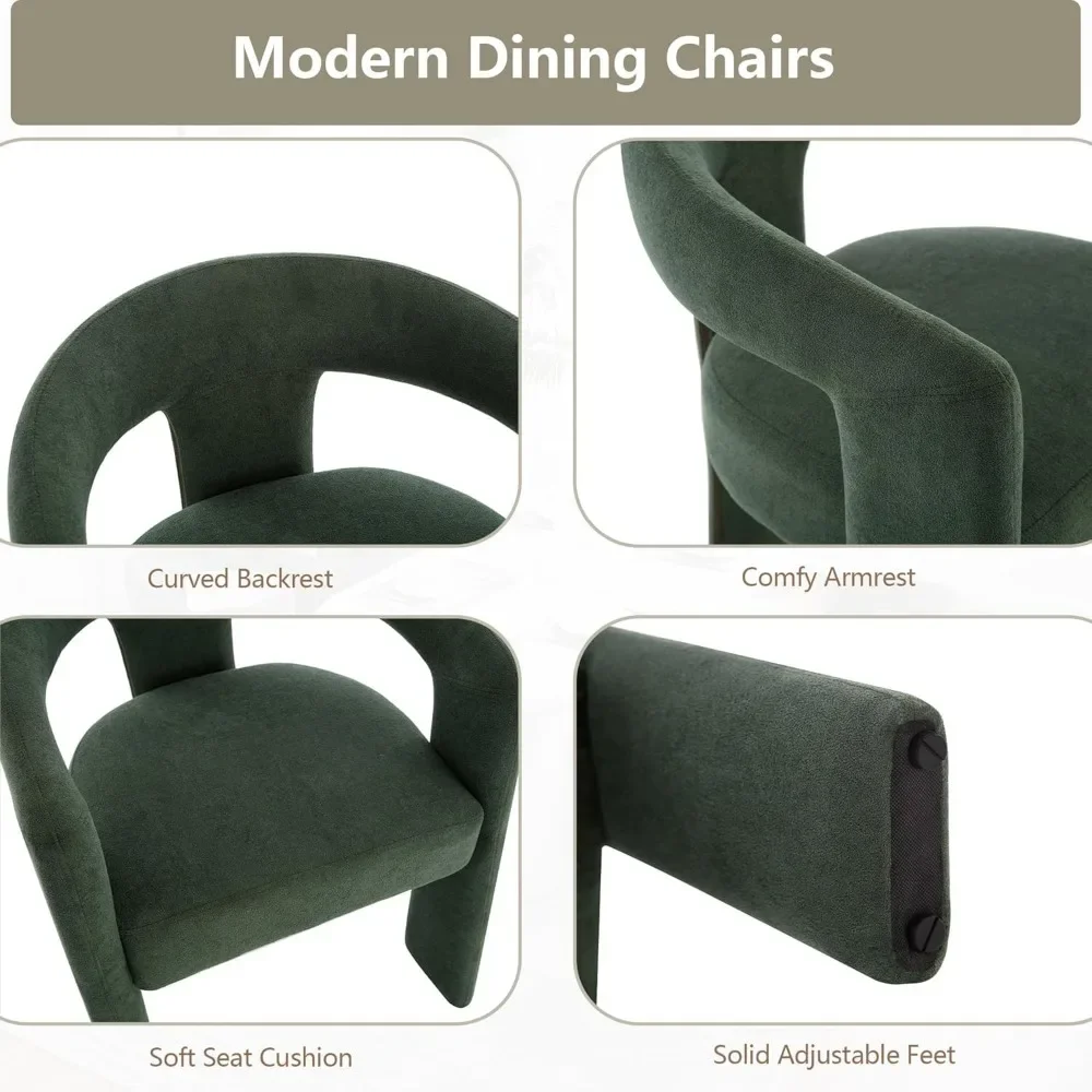 Modern Barrel Dining Chairs Set of 2, Upholstered Living Room Accent Chairs, Comfy Side Chair Lounge Armchair for Kitchen 5