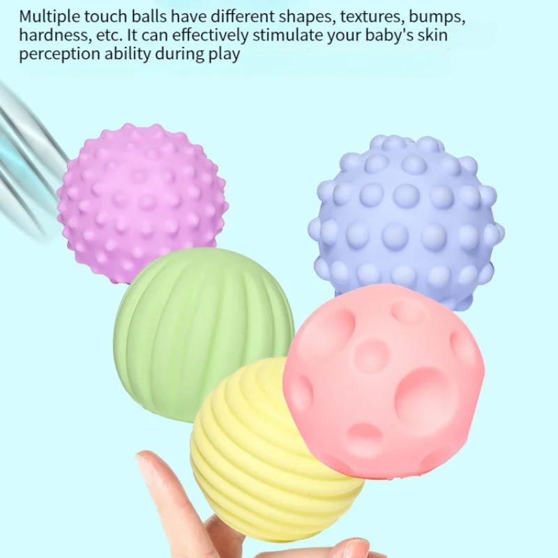 Textured Balls 4PCS Set Soft Rubber Multi-Texture Baby Grab Ball Toy Exercise Grasp Ability Hand Grab Ball