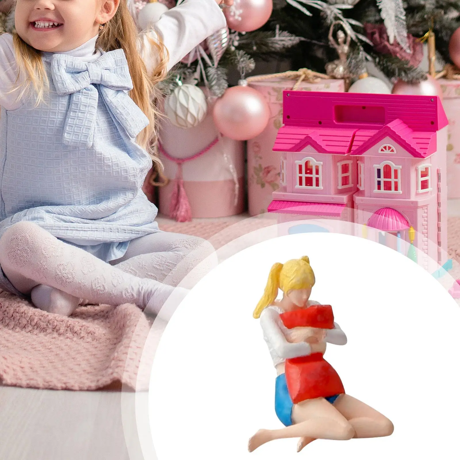 

1/64 Yellow Hair Girl Figures Collections Micro Landscape Fairy Garden Miniature Scenes Hand Painted People Model Decoration