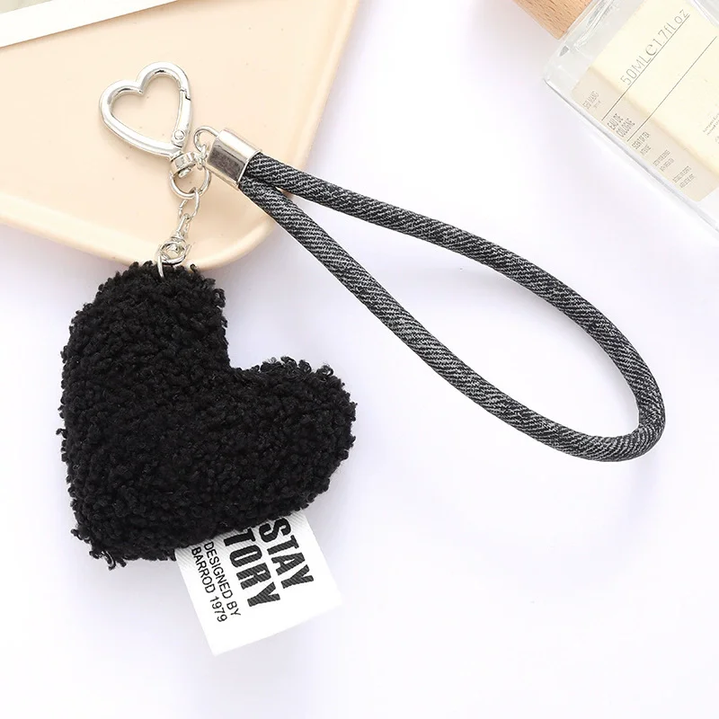Simple Fur Love Design Key Chain Jewelry for Women Bags Pendant Hanging Key Ring Accessories Colored Heart Keychain
