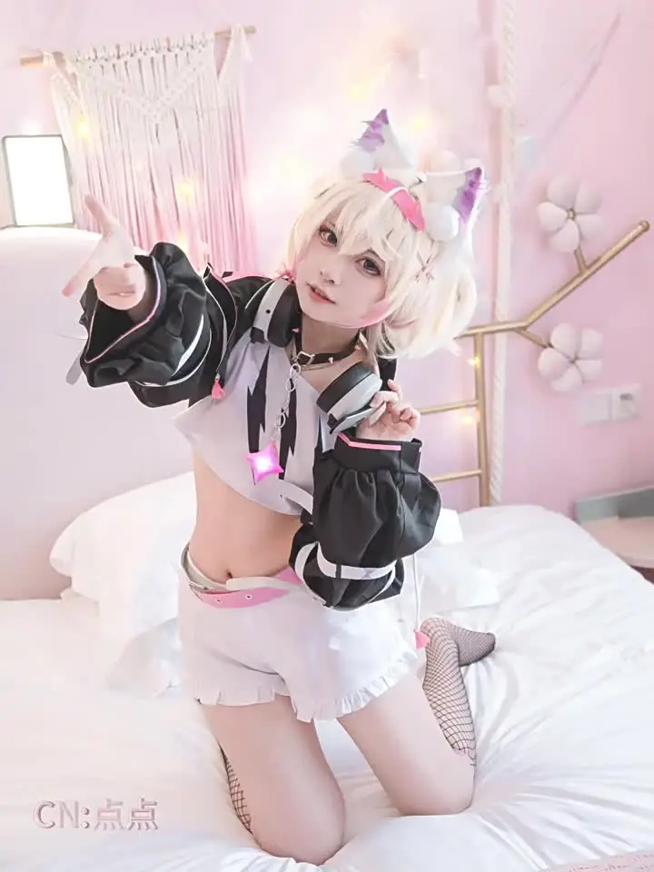 Mococo abyssgardコスプレコスチューム、vtuber fuwamokoウィッグ、靴