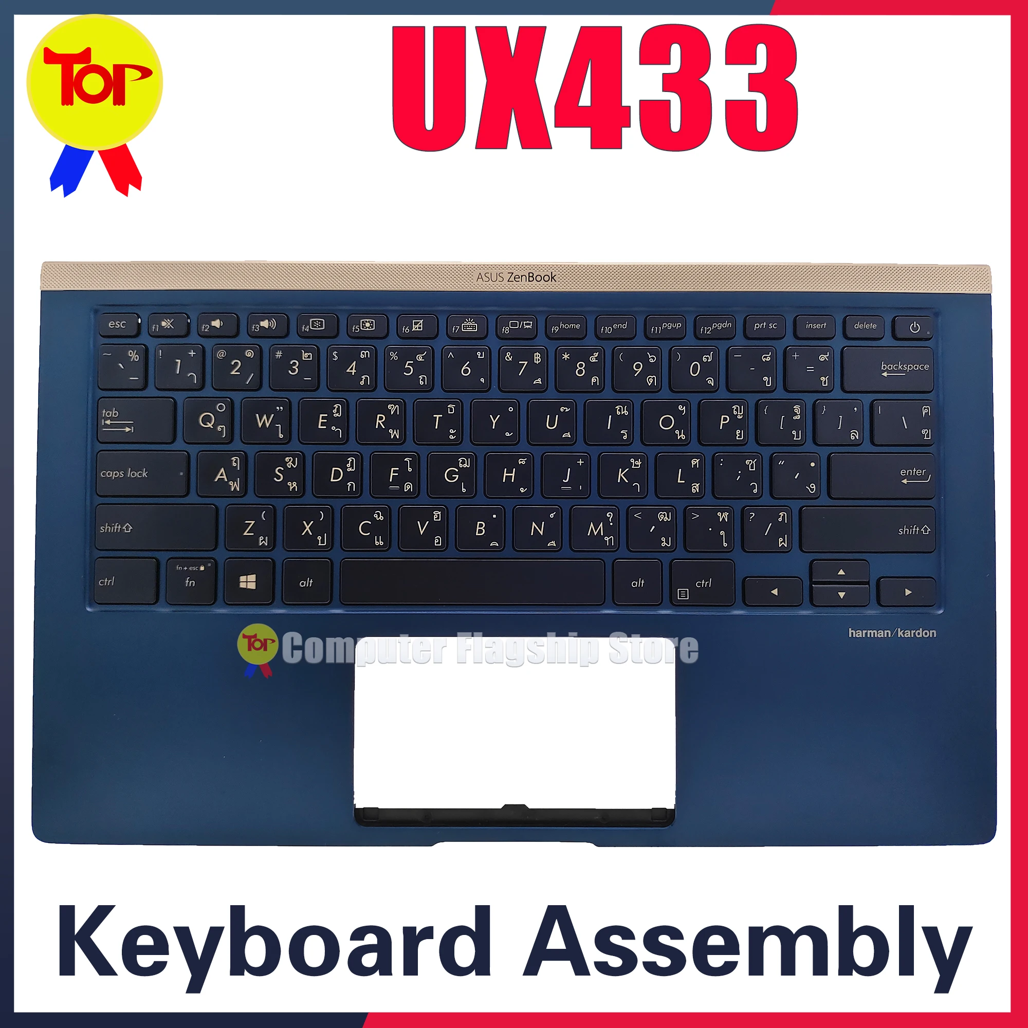 

KEFU UX433 For ASUS Laptop Keyboard UX433F UX433FA UX433FN U4300F UX433FL Original Keyboard Palmrest C Shell Assembly