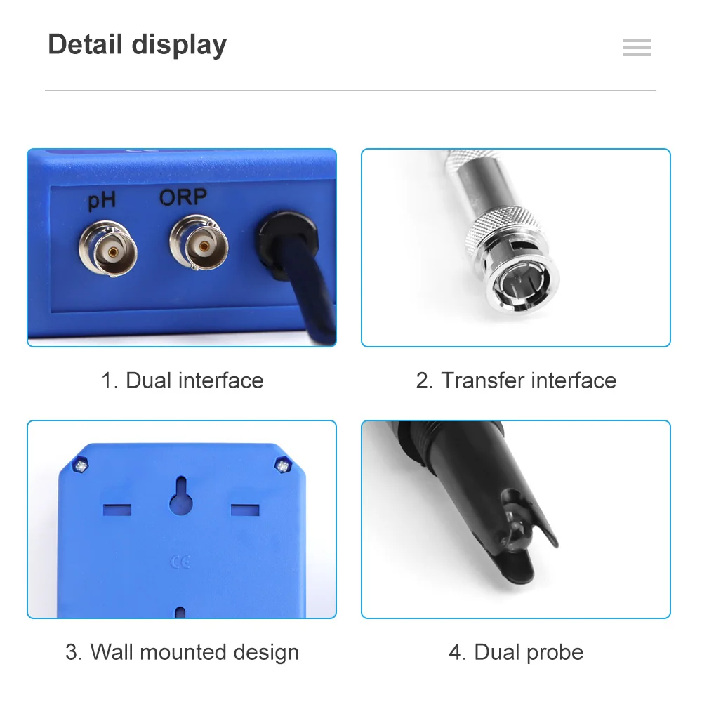 WiFi Digital PH Meter 2 In 1 PH&ORP Controller BNC Replaceable Probe Water Quality Tester for Hydroponics, Aquarium 110V/220V