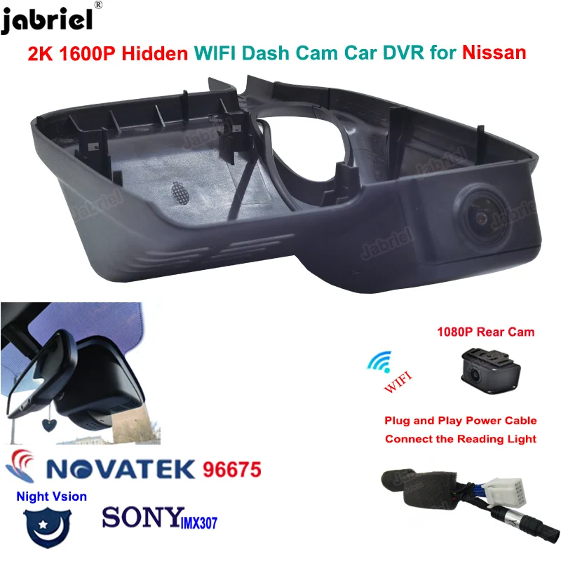 2K 1600P wifi Számítódik Bütyök autó DVR számára nissan qashqai j12 j11 j10 2015 2016 2017 2018 2019 2020 2021 2022 dashcam videó diktafon 24H