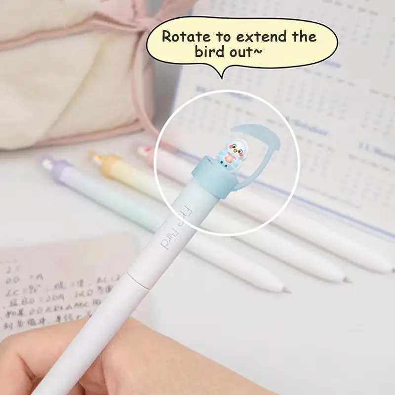 새로운 4개 세트 0.5mm 검정 잉크 귀여운 회전하는 새 젤 펜 부드럽고 빠르게 건조되는 재미있는 스트레스 해소 펜 학교 및 사무실 선물용