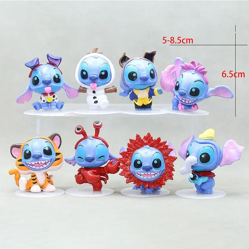 8Pcs/Lot Disney Stitch Cosplay Toys Anime Mini Stitch Action Figurines Doll Party Supply Home Decoration Children Birthday Gift