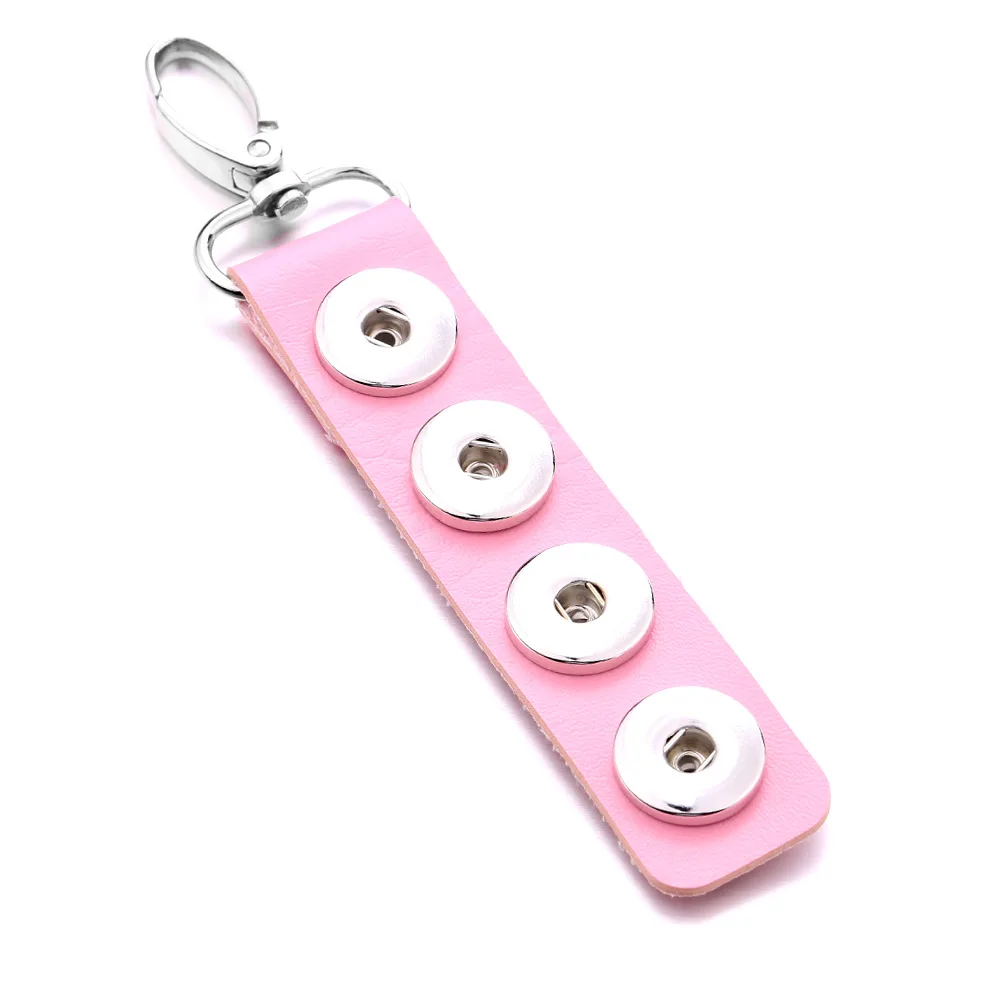 12pcs Snap Key Chain For Keyring Women PU Leather Keychain Bag Pendant Fit 18/20mm Button Snap Jewelry