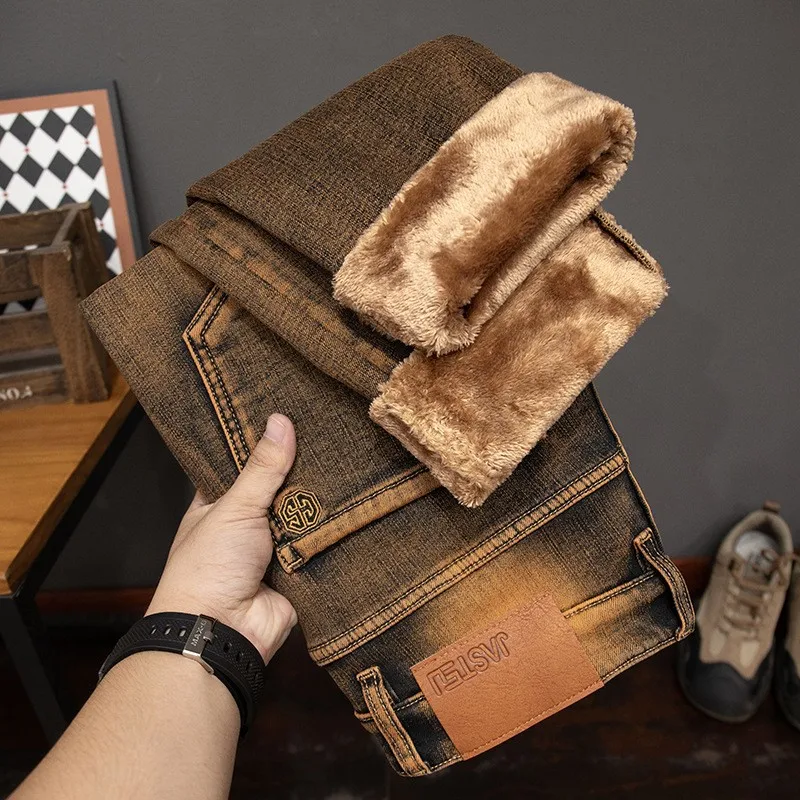 High-end retro jeans for men Spring and Autumn 2024 New Stretch Slim fit all-matching straight casual trend winter long pants 5