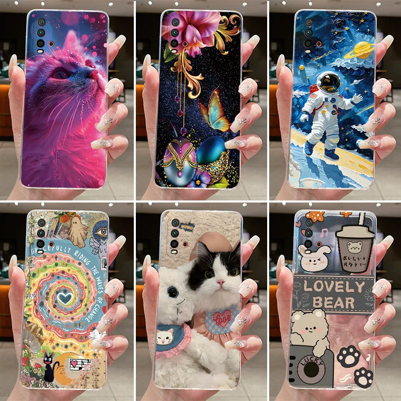 Luxury Aesthetic Transparent Cat Design Soft TPU Silicone Phone Case