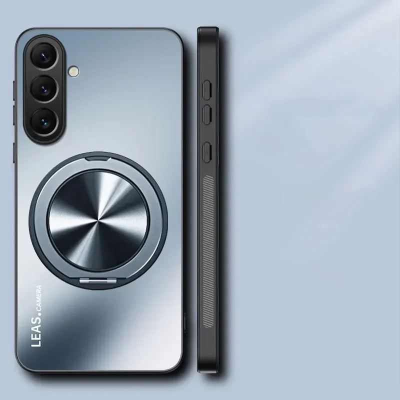 Magnetic Shockproof Matte Case with 360° Rotating Ring Holder