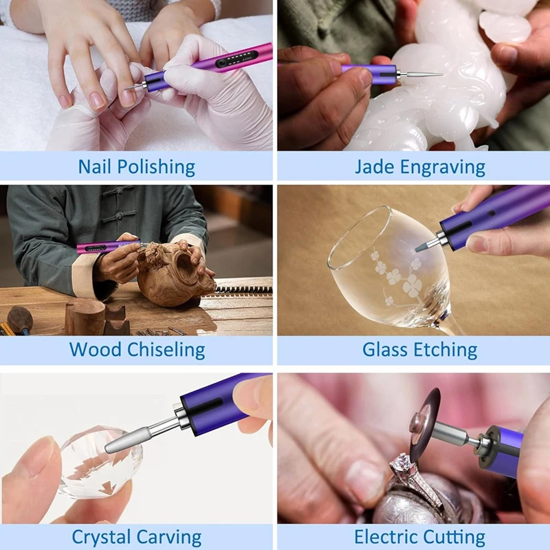 Engraving Pen Mini DIY Machines With 44 Bits USB Rechargeable For Metal, Wood,Glass