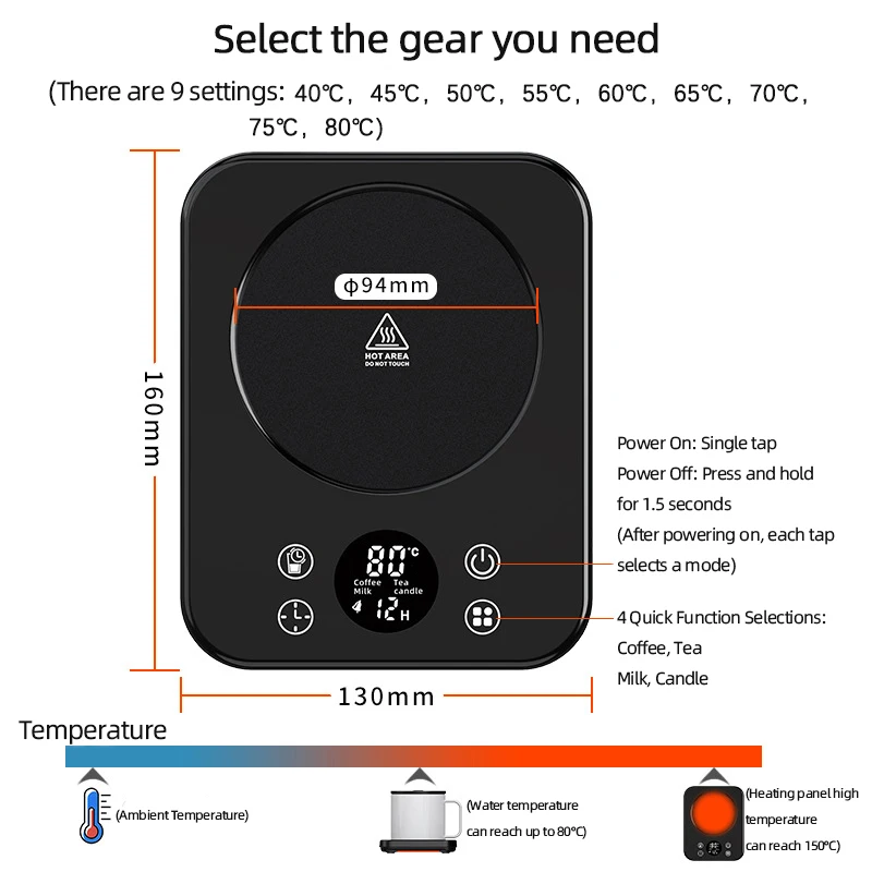Premium Electric Coffee Mug Warmer with Adjustable Temperature Settings