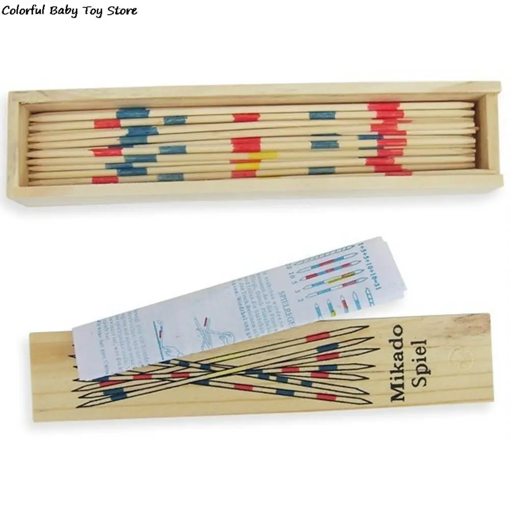Traditional Mikado Spiel Pick Up Sticks With Box Game Spillikin Game Multiplayer Baby Educational Wooden 30Pcs