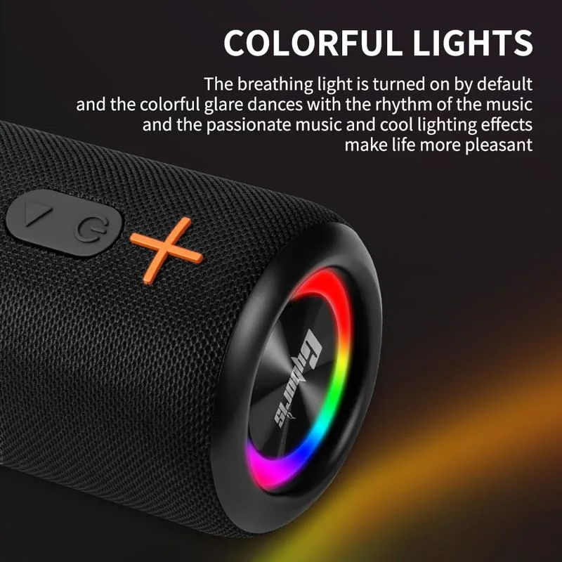 Bluetooth Speaker Shock Bass 20W RGB Light Effect 9D Surround Sound Wireless Portable Boombox Outdoor Home Karaoke Party Speaker