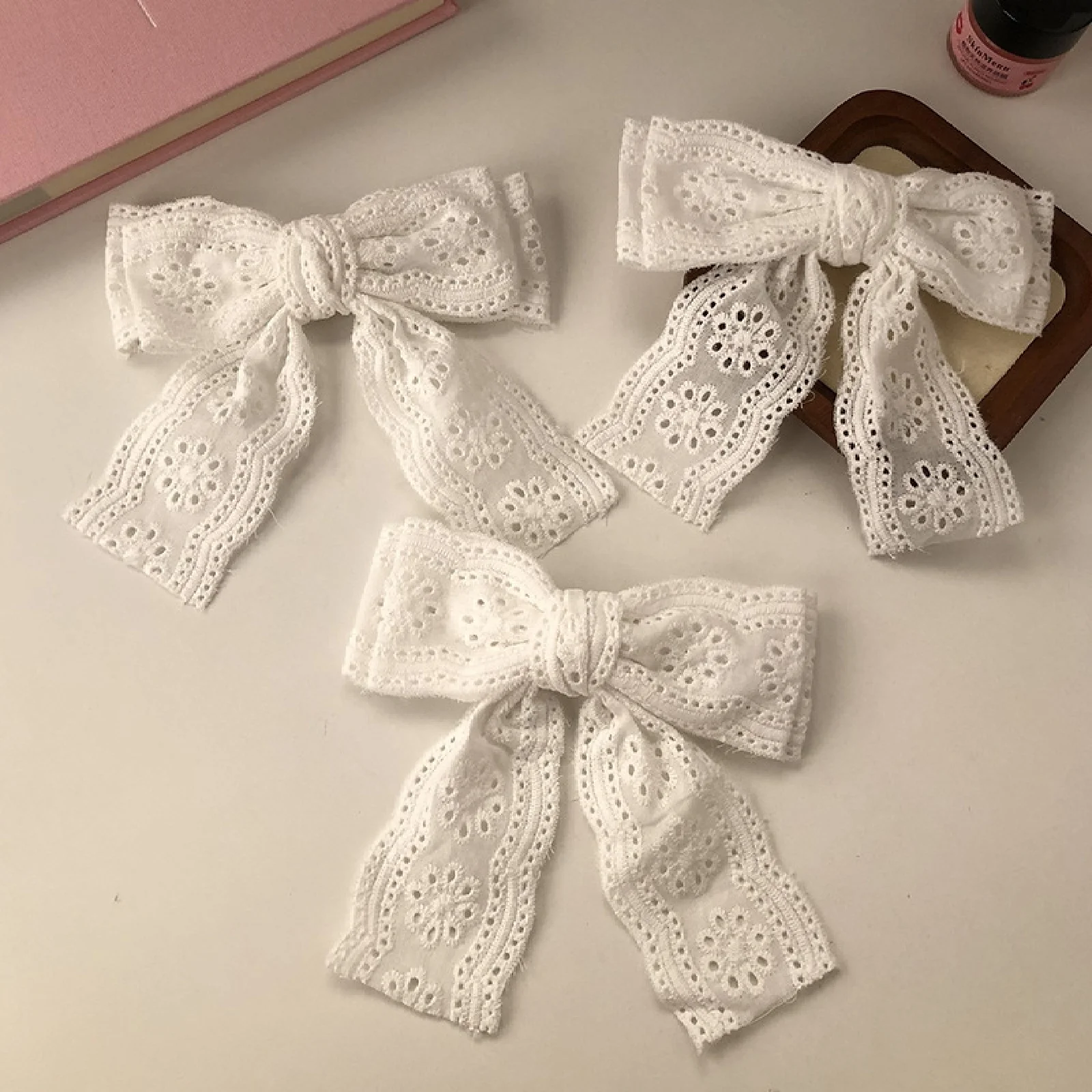 1PC Französisch, Ballett-Stil, Weiß, Spitzenschleife, Haarspangen, weiblich, Pony, Seite, Haarkarten, Kopfbedeckungen, Haarschmuck, Clips, Pre