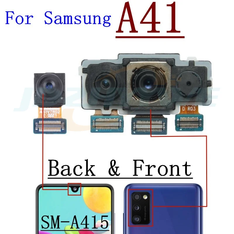 삼성 A31 A315F A41 A415F 전면 셀카 후면 메인 카메라 모듈 플렉스 케이블용 전면 후면 카메라