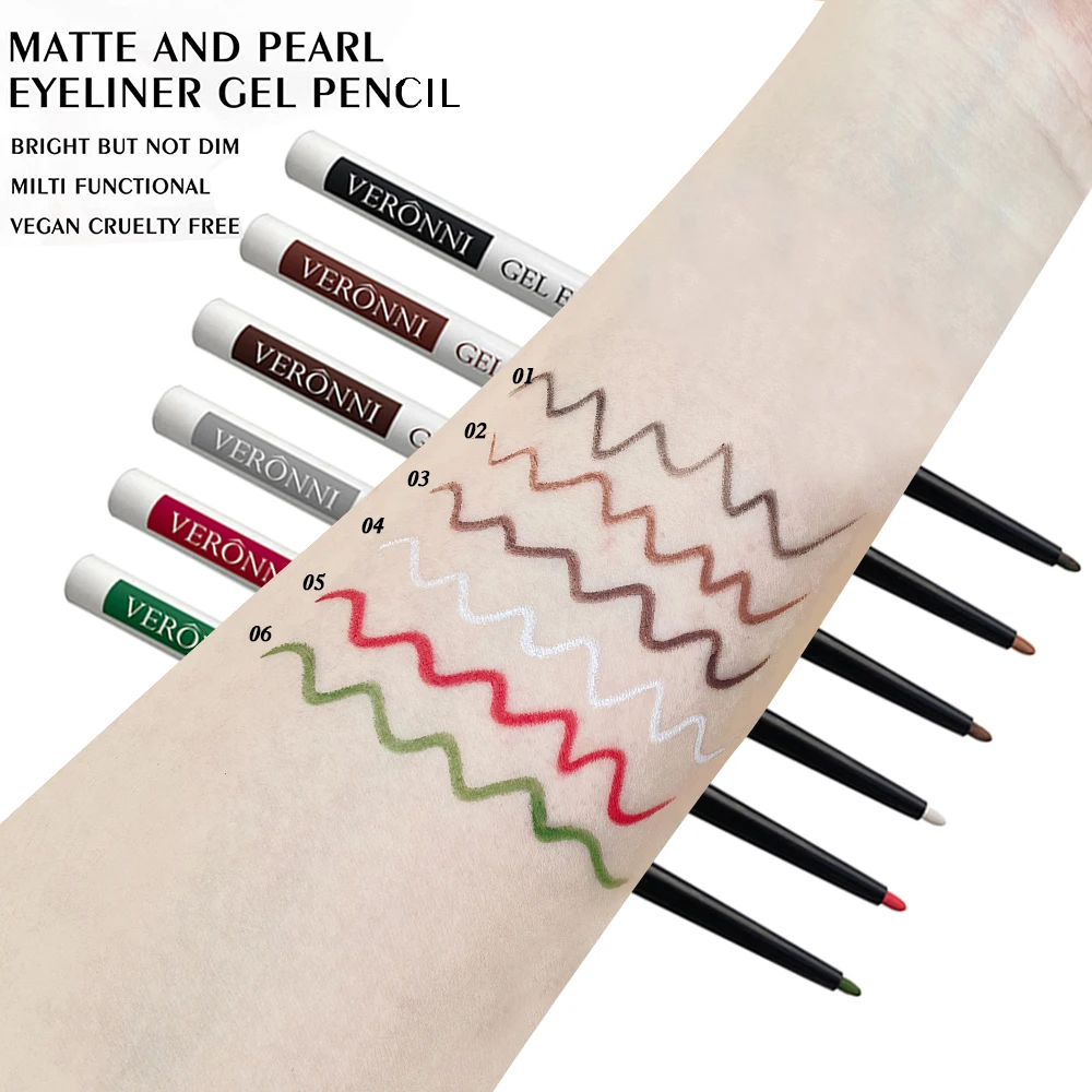 VERONNI 6 Colors Matte Eyeliner Gel Pencil Easy To Wear Colorful White Red Black Eye Liner Pen Cream Makeup Cosmetics 3