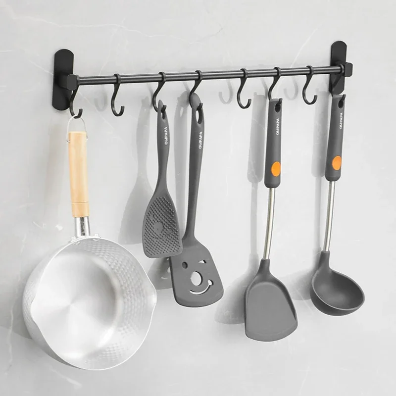 Kitchen storage rack kitchen organizer kitchen organizer rack Simple Punch-Free Cutlery Rack Tool Rack Movable Hook Kitchen Organizer Utensil Storage Single Rod Hook