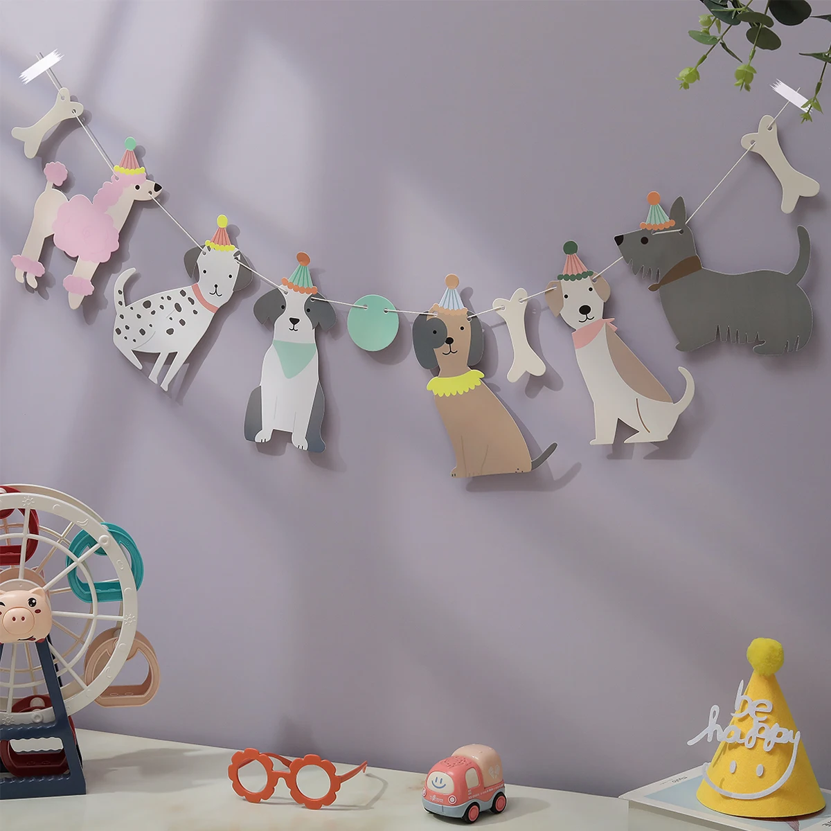 Birthday Banner Party Decorations Dog Bone Flag 1 piece 1 set