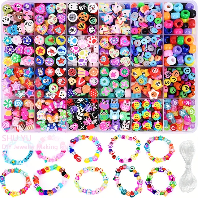 DIY bracelet kit clay beads set Rubber Bands Bracelet Making Kit Creative Jewelry Set Ideal Gift for Little Crafters Vibrant DIY