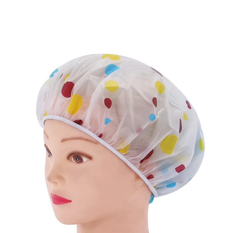 

1pc New Waterproof Wave Point Bath Cap Hat Elastic Shower Hat Reusable Bath Head Hair Cover for Women Salon Shower Bathroom Tool